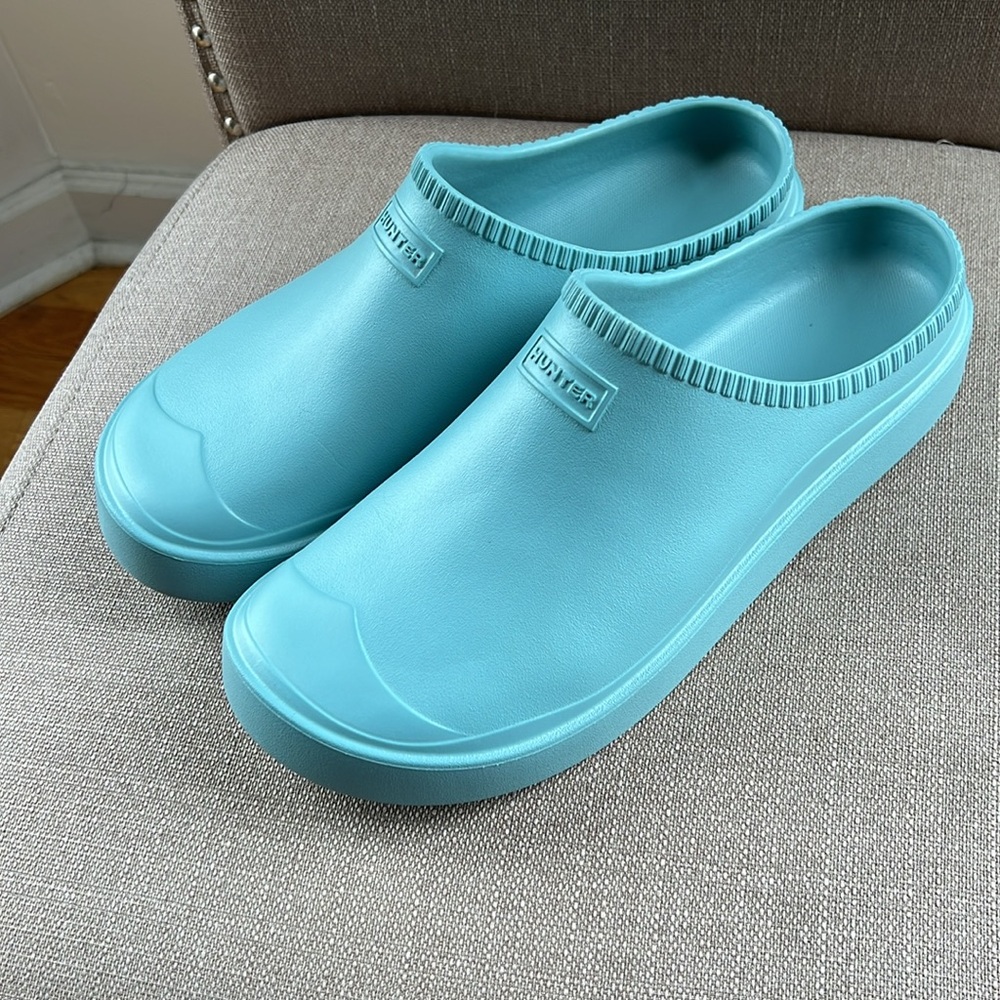 HUNTER In/out Bloom Clog In Birdseye Blue Sz UK 9A USA 11